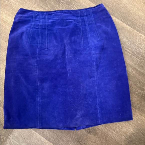 Express Dresses & Skirts - Express Vintage Leather Blue Suede Womens Skirt Office Siren Corpcore Western